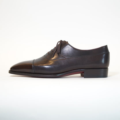 MANGO MOJITO Balmoral Oxford dress shoe in dark brown leather with a soft chisel toe and elegant side profile.